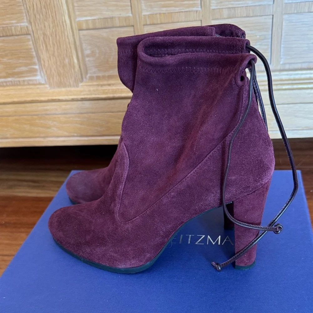 Stuart Weitzman Women's Deep Burgundy Heeled Boots - Picture 2 of 4
